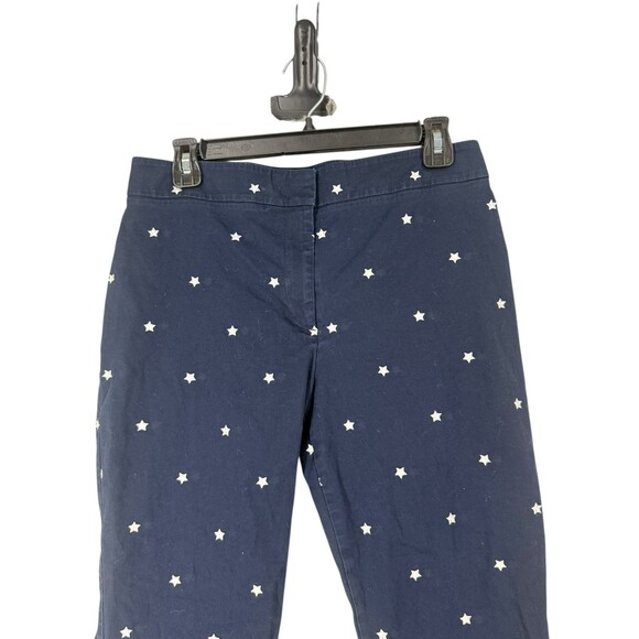 Talbots Heritage Navy Cropped Pants Women’s SZ 8 White Star Print Classic Chino - Picture 3 of 7